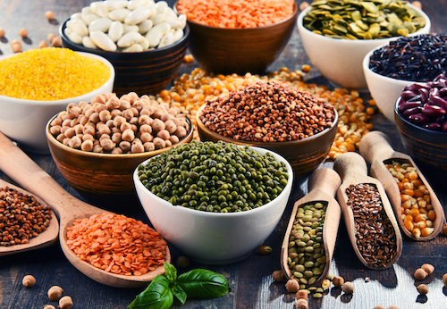 Composition with variety of vegetarian food ingredients