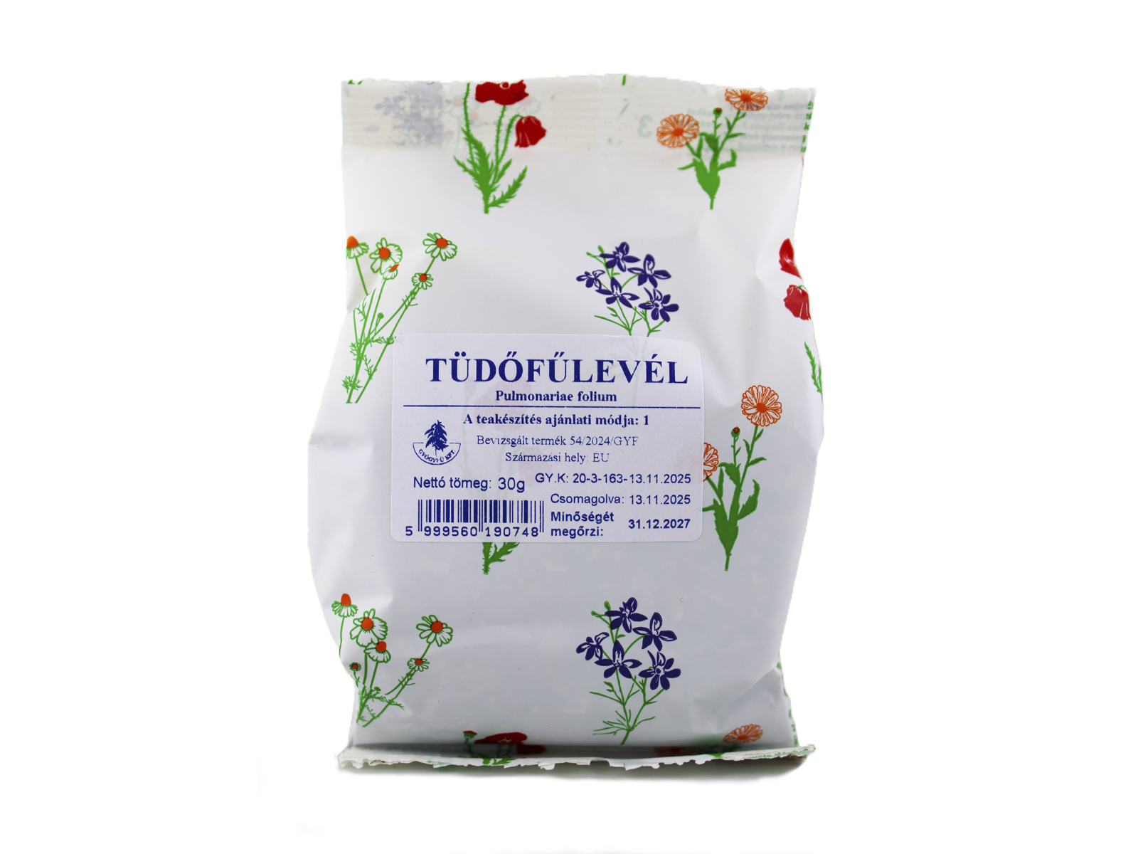 GYÓGYFŰ TEA TÜDŐFŰ LEVÉL SZÁLAS 30G