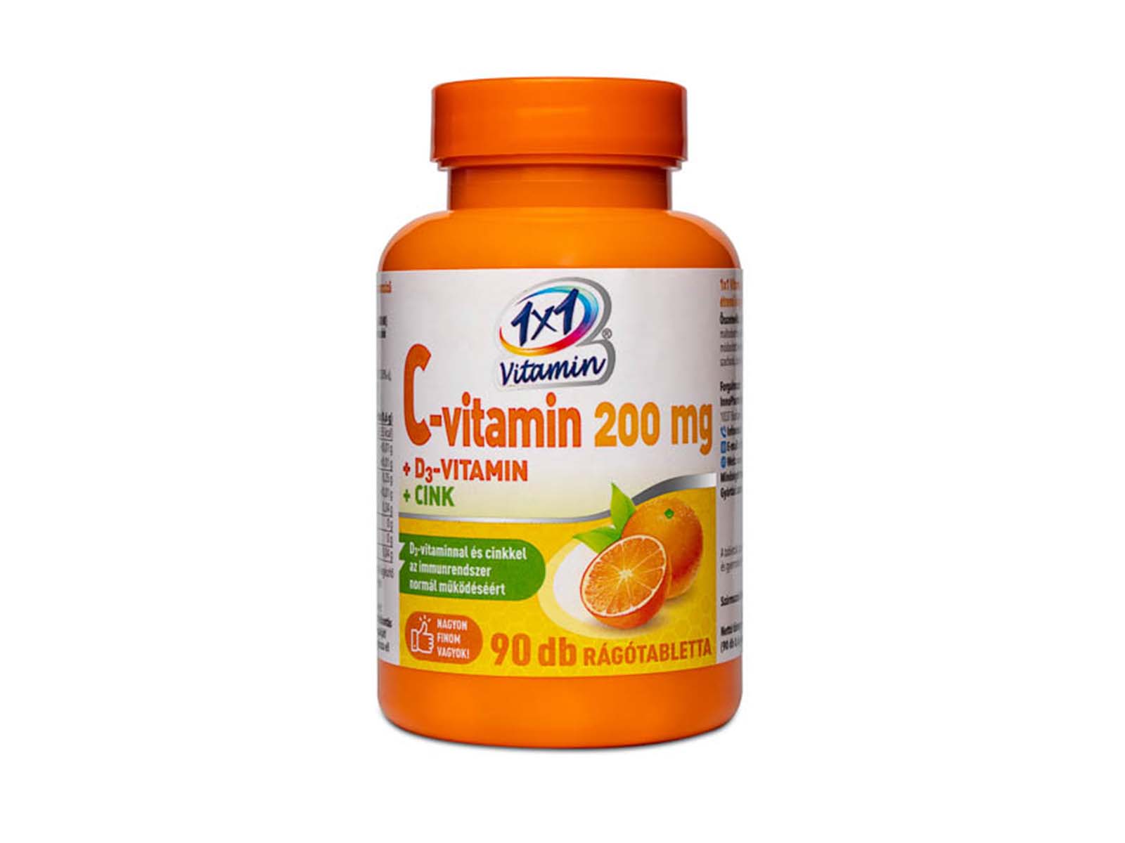 1X1 VITADAY RÁGÓTABLETTA C-VITAMIN 200MG+D3+CINK 90DB