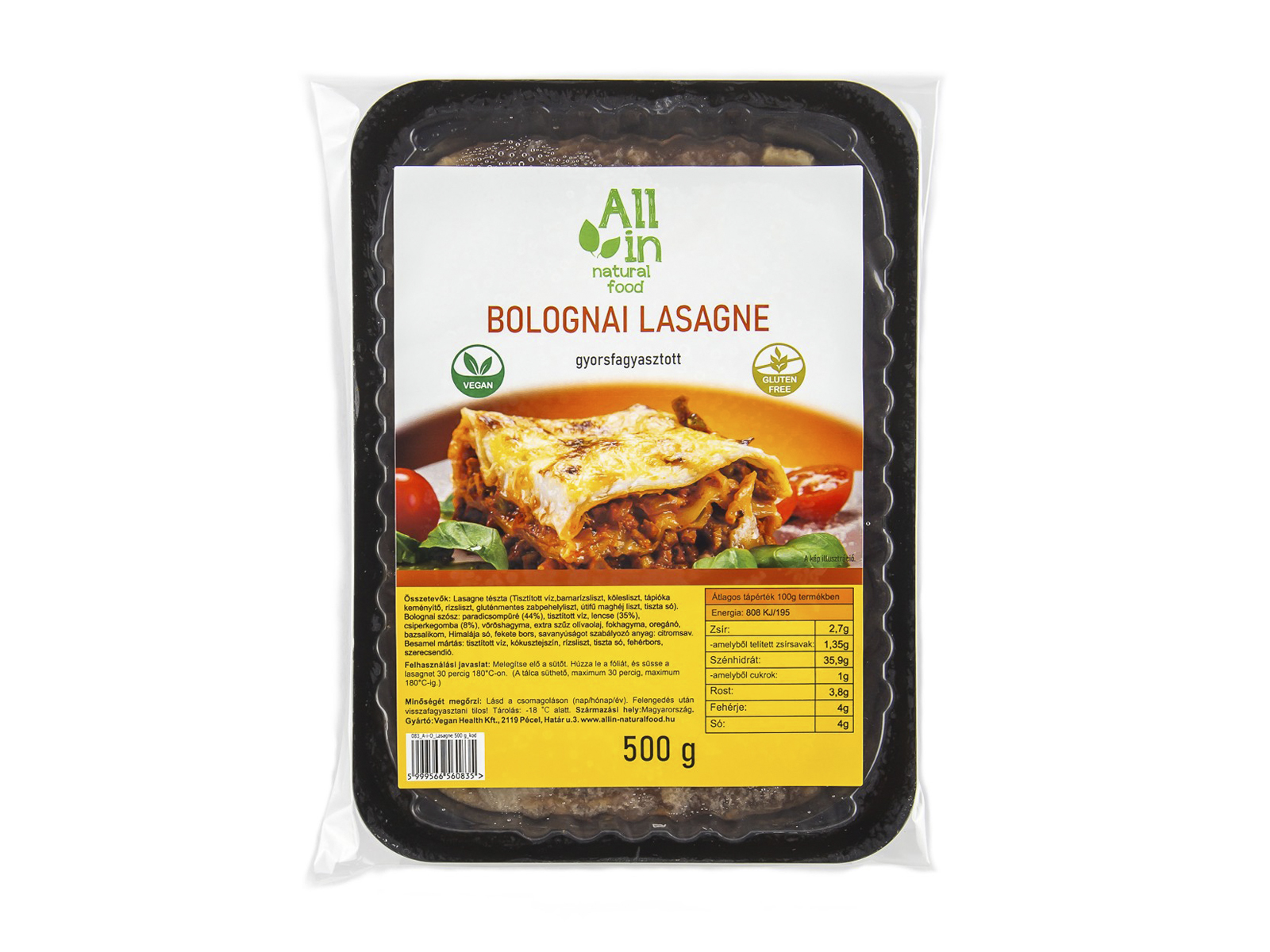 ALL IN NATURAL FOOD BOLOGNAI LASAGNE 500G[F]
