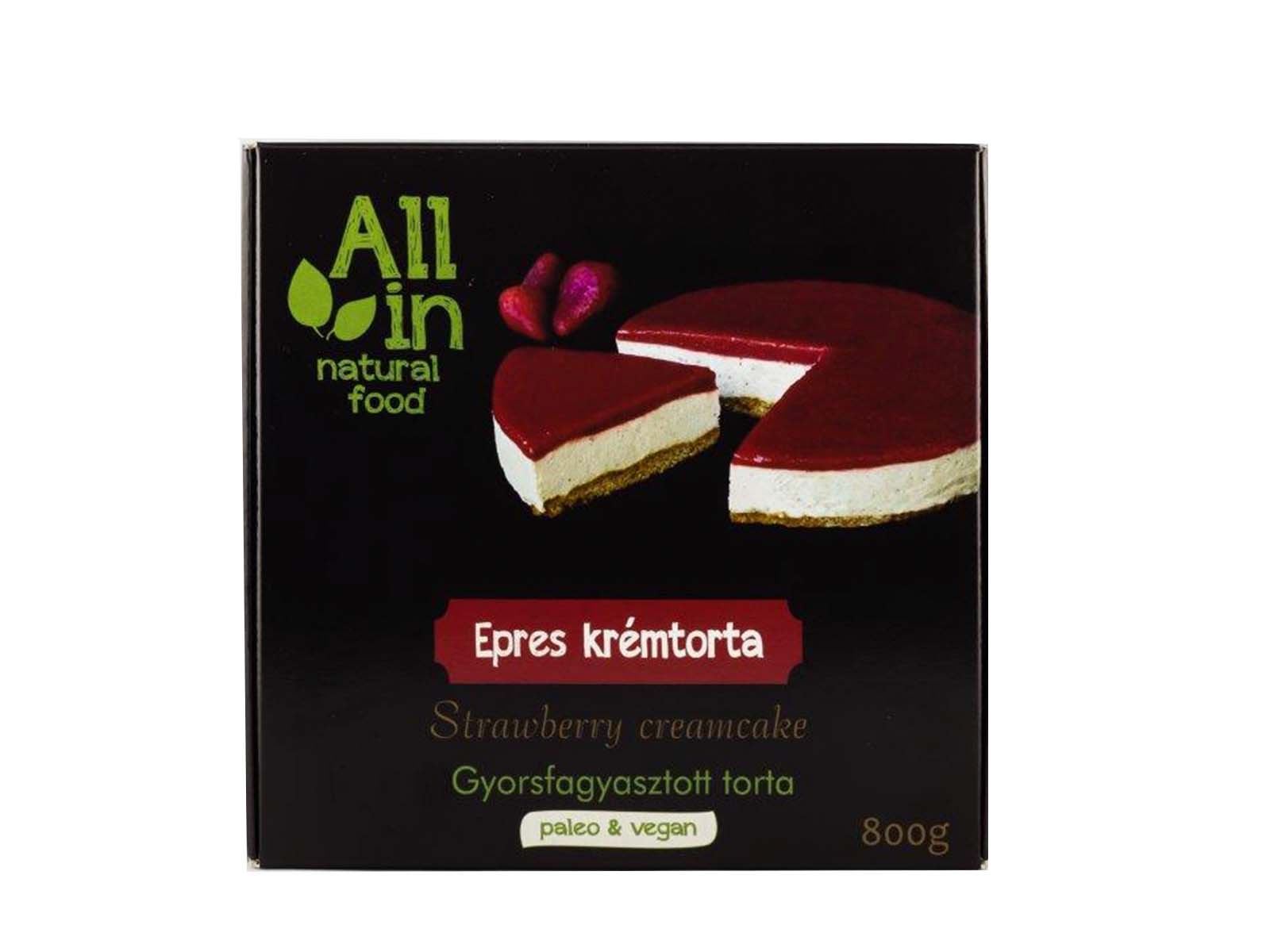 ALL IN NATURAL FOOD PALEO ÉS VEGÁN EPRES KRÉMTORTA FAGYASZTOTT 800G [F]