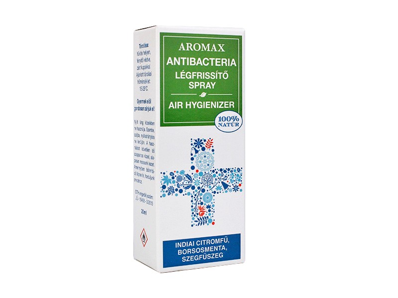 AROMAX ANTIBACTERIA SPRAY INDIA CITROMFŰ-BORSMENTA-SZEGFŰSZEG 20ML