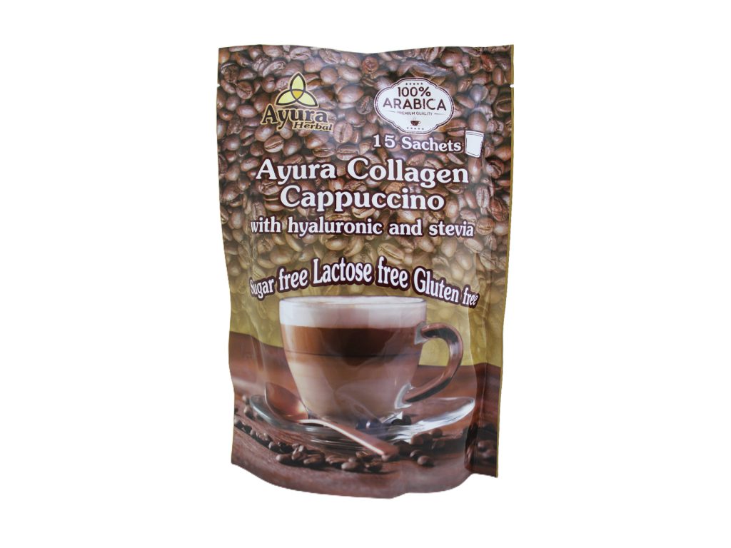AYURA HERBAL COLLAGEN CAPPUCCINO WITH HYALURONIC AND STEVIA INSTANT KÁVÉ 15DB