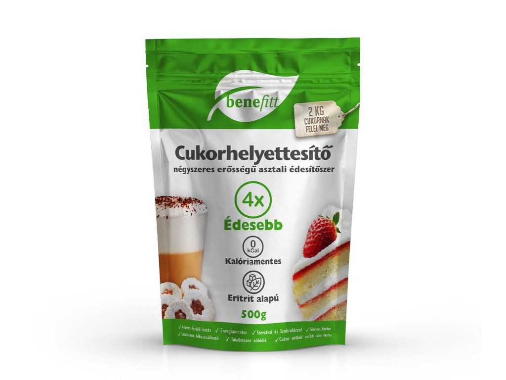 BENEFITT CUKORHELYETTESÍTŐ (ERITRIT-STEVIA-SZUKRALÓZ) 4X ERŐSSÉGŰ 500G
