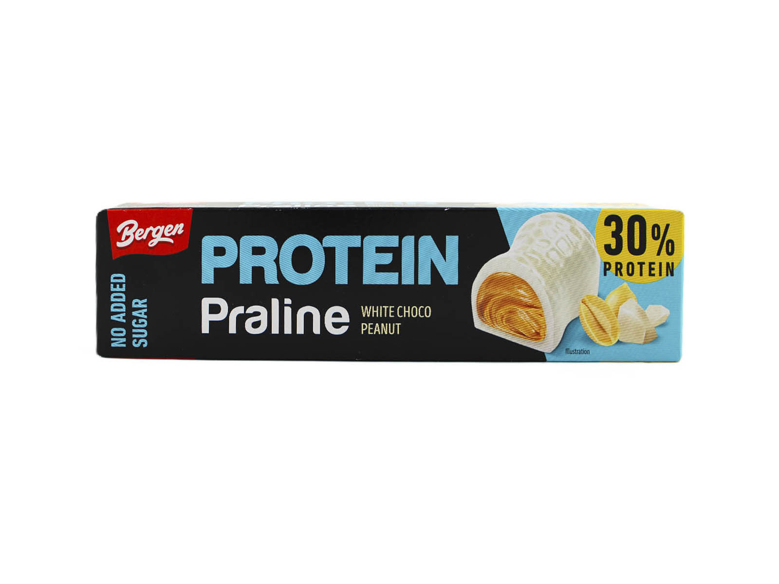 BERGEN PROTEIN PRALINÉ FEHÉR CSOKOLÁDÉS, MOGYORÓS ÍZZEL HCN 50G