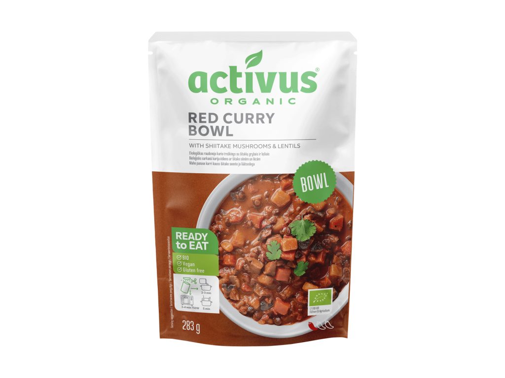 BIO ACTIVUS PIROS CURRY TÁL SHIITAKE GOMBÁVAL ÉS ZÖLD LENCSÉVEL 283G