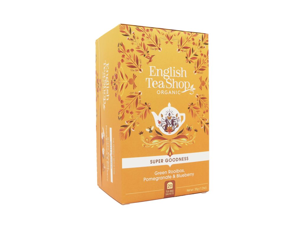 BIO ETS TEA ZÖLD ROOIBOS TEA, GRÁNÁTALMÁVAL ÉS ÁFONYÁVAL FILTERES 20DB