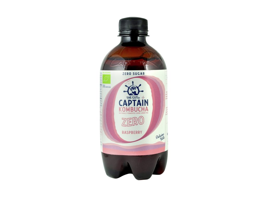 BIO THE GUTSY CAPTAIN KOMBUCHA ZERO ÉLŐFLÓRÁS ITAL MÁLNA ÍZESÍTÉSSEL 400ML DRS+50FT BETÉTDÍJ
