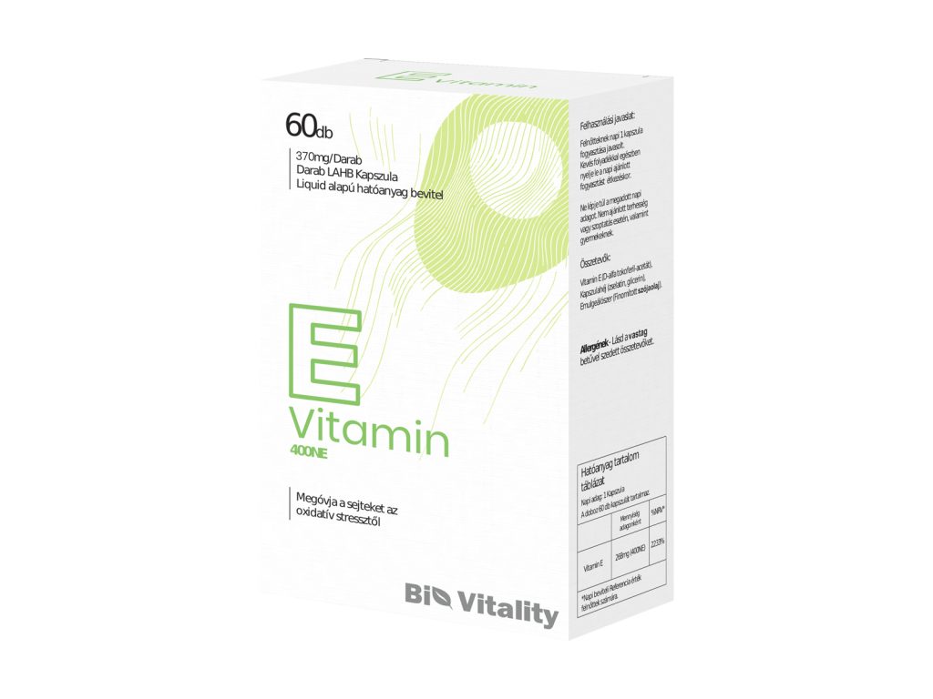 BIO VITALITY E-VITAMIN LÁGYZSELÉ KAPSZULA 60DB