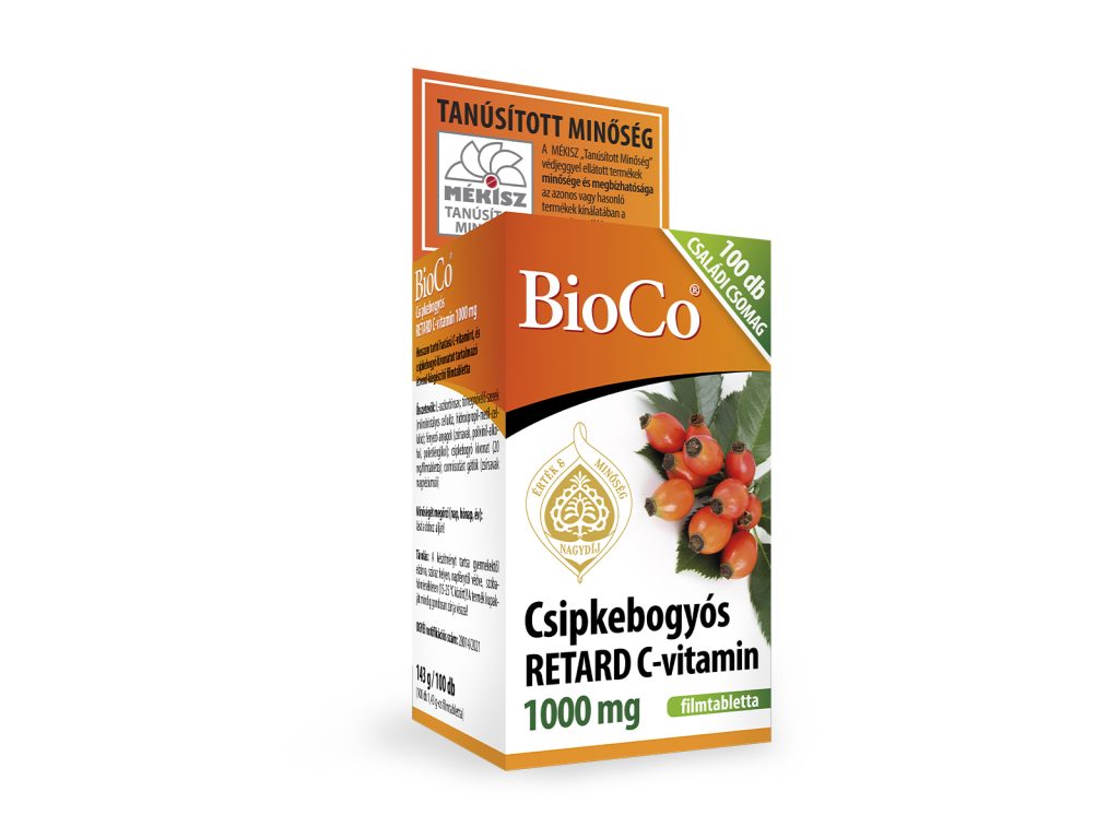 BIOCO CSIPKEBOGYÓS RETARD C-VITAMIN 1000MG FILMTABLETTA CSALÁDI CSOMAG 100DB