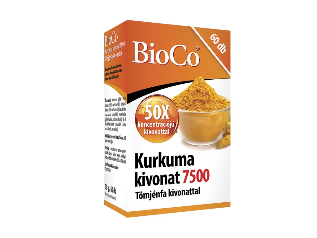 BIOCO KURKUMA KIVONAT 7500 TÖMJÉNFA KIVONATTAL KAPSZULA 60DB