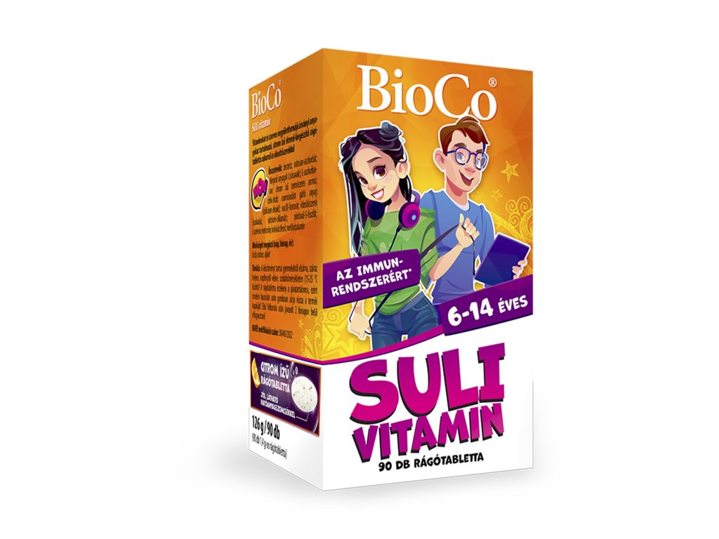 BIOCO SULI VITAMIN 6-14 ÉVESEKNEK CITROM ÍZŰ RÁGÓTABLETTA 90DB