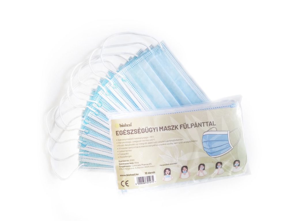 BIOHEAL EGÉSZSÉGÜGYI MASZK FÜLPÁNTTAL 10DB