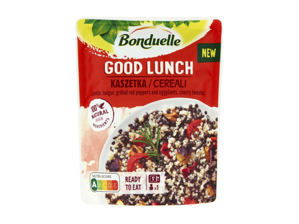 BONDUELLE GOOD LUNCH BULGUR, BELUGA LENCSE ÉS GRILL ZÖLDSÉGEK 250G