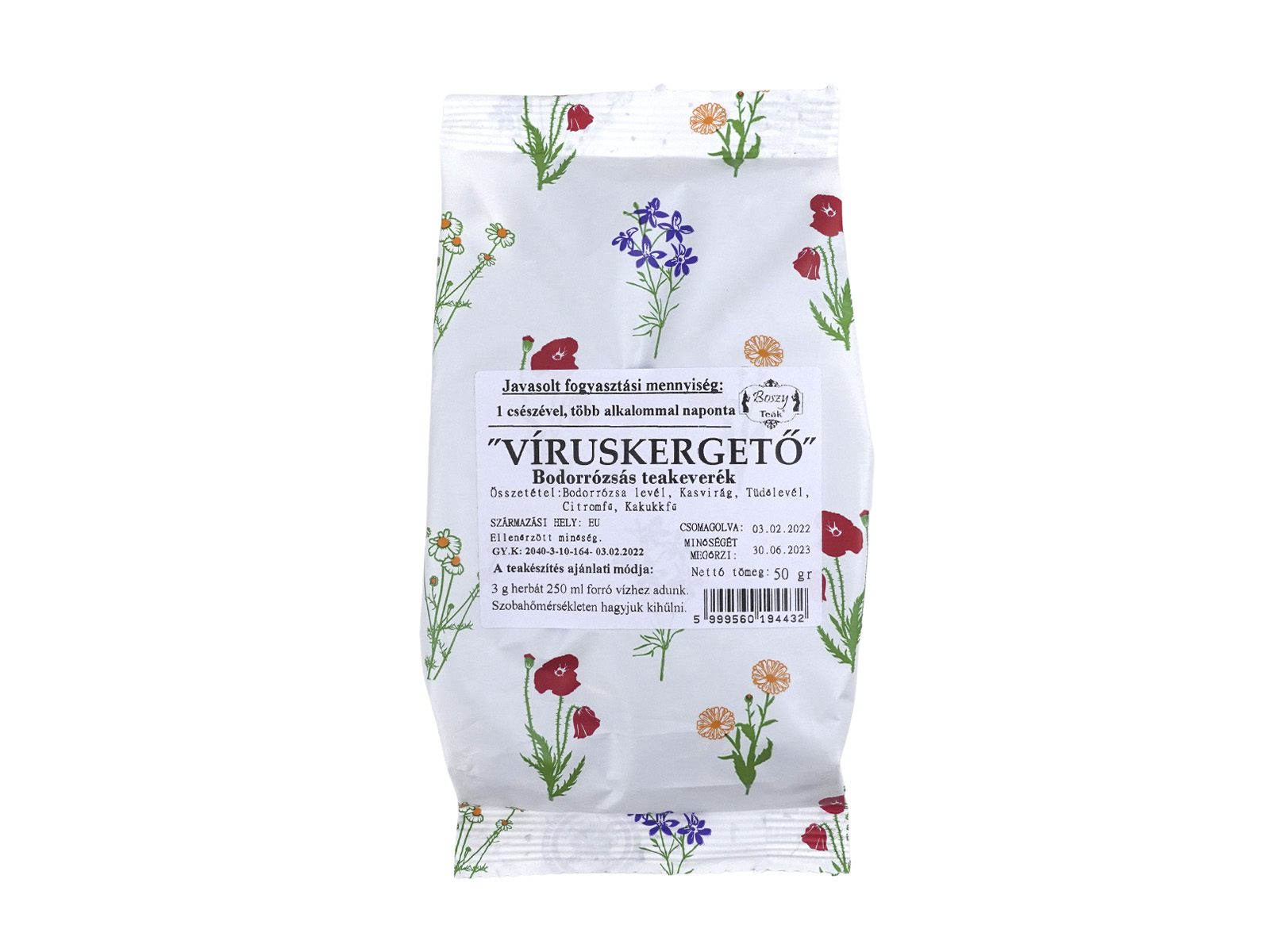BOSZY TEA VÍRUSKERGETŐ BODORRÓZSÁS TEAKEVERÉK 50G