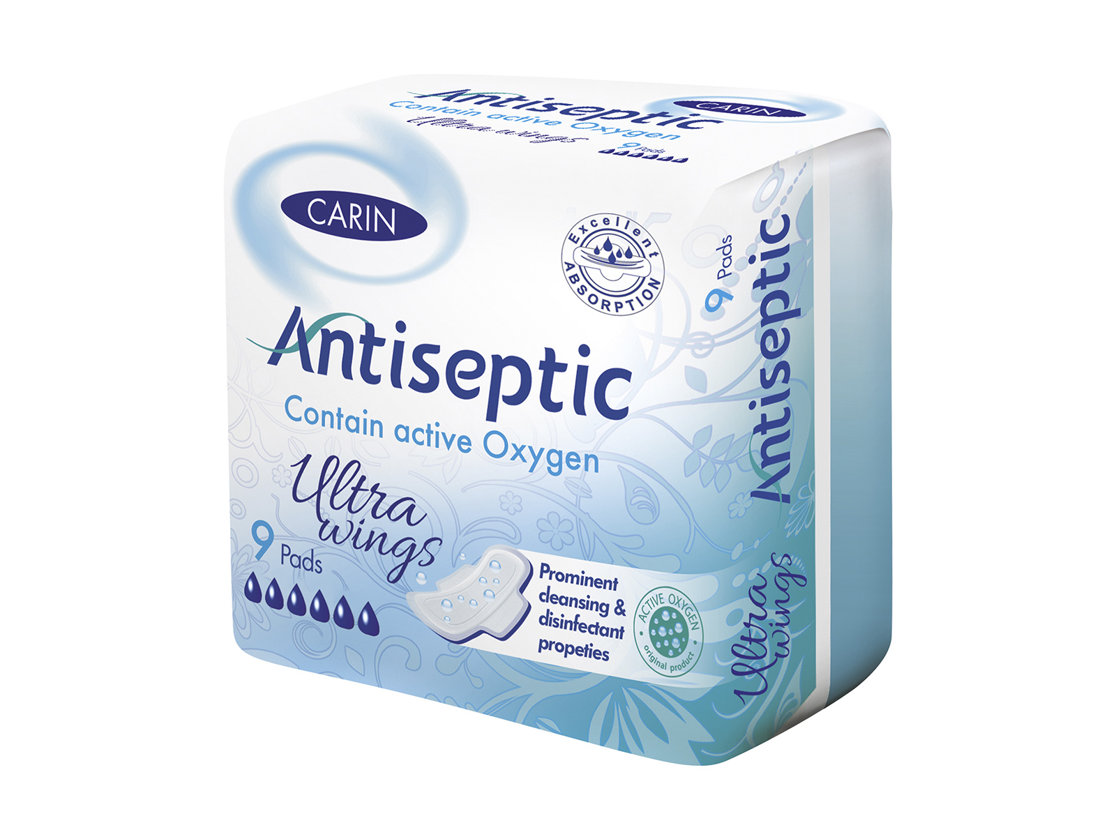 CARIN EGÉSZSÉGÜGYI SZÁRNYASBETÉT ANTISZEPTIKUS 9DB