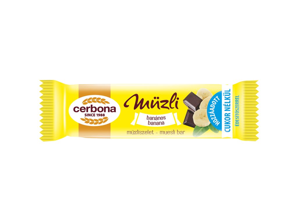 CERBONA BANÁNOS MÜZLISZELET KAKAÓS TEJBEVONÓVAL - CUKORMENTES 20G