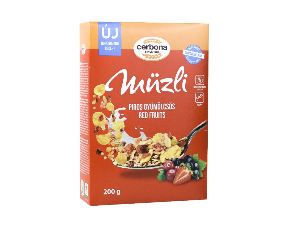 CERBONA PIROS GYÜMÖLCSÖS MÜZLI 200G