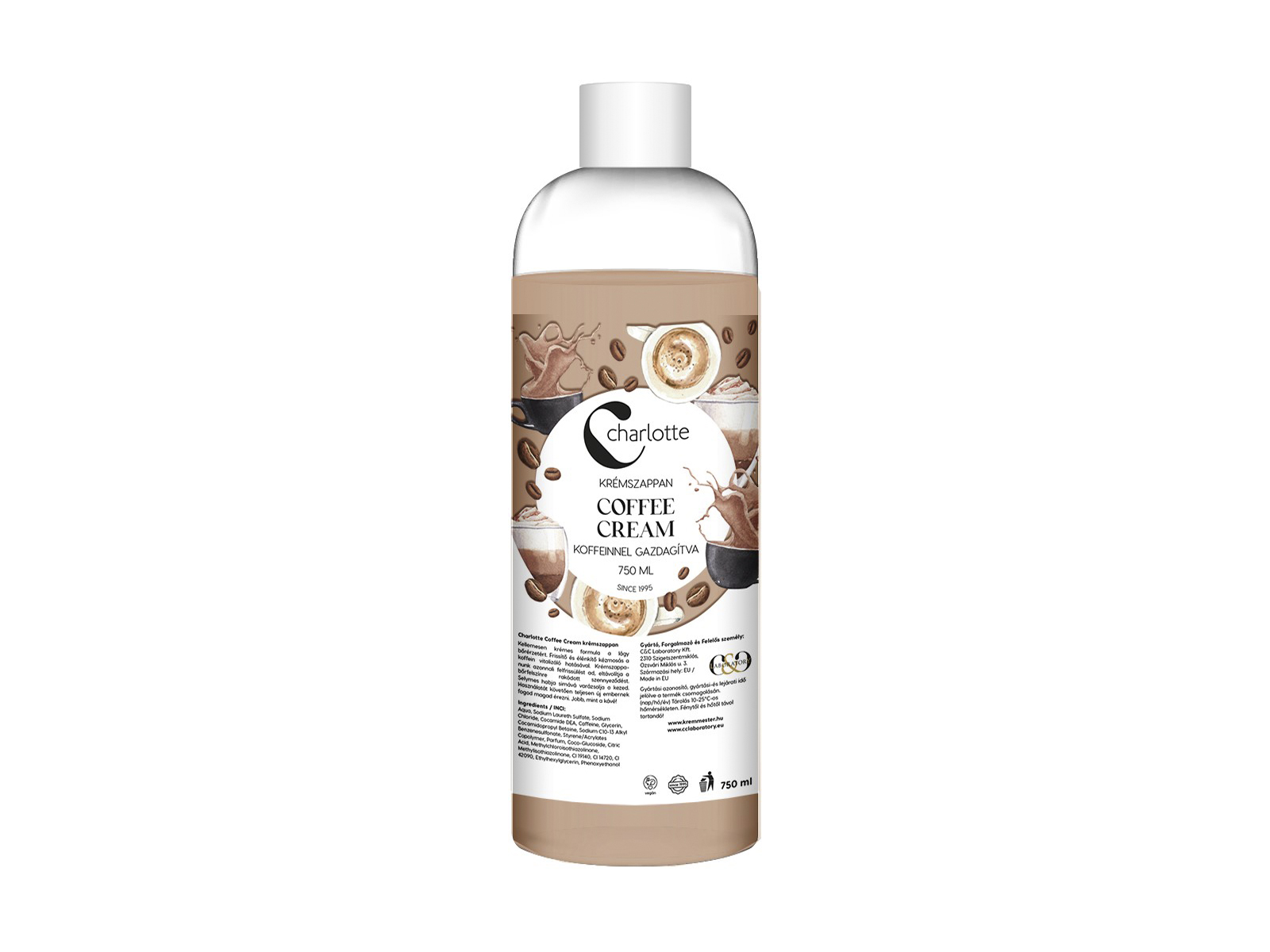 CHARLOTTE KRÉMSZAPPAN COFFEE CREAM KOFFEINNEL UTÁNTÖLTŐ 750ML