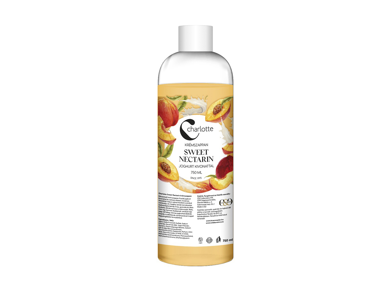 CHARLOTTE KRÉMSZAPPAN SWEET NECTARIN JOGHURT KIVONATTAL UTÁNTÖLTŐ 750ML