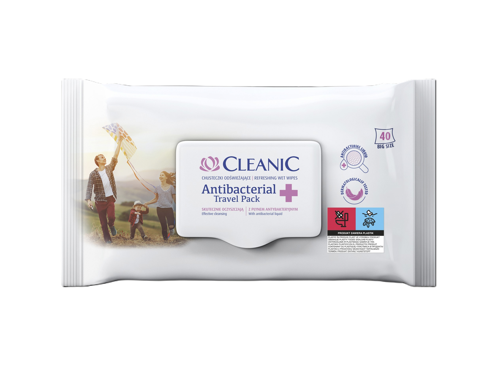 CLEANIC ANTIBAKTERIÁLIS FRISSÍTŐ TÖRLŐKENDŐ - ANTIBACTERIAL TRAVEL PACK 40DB