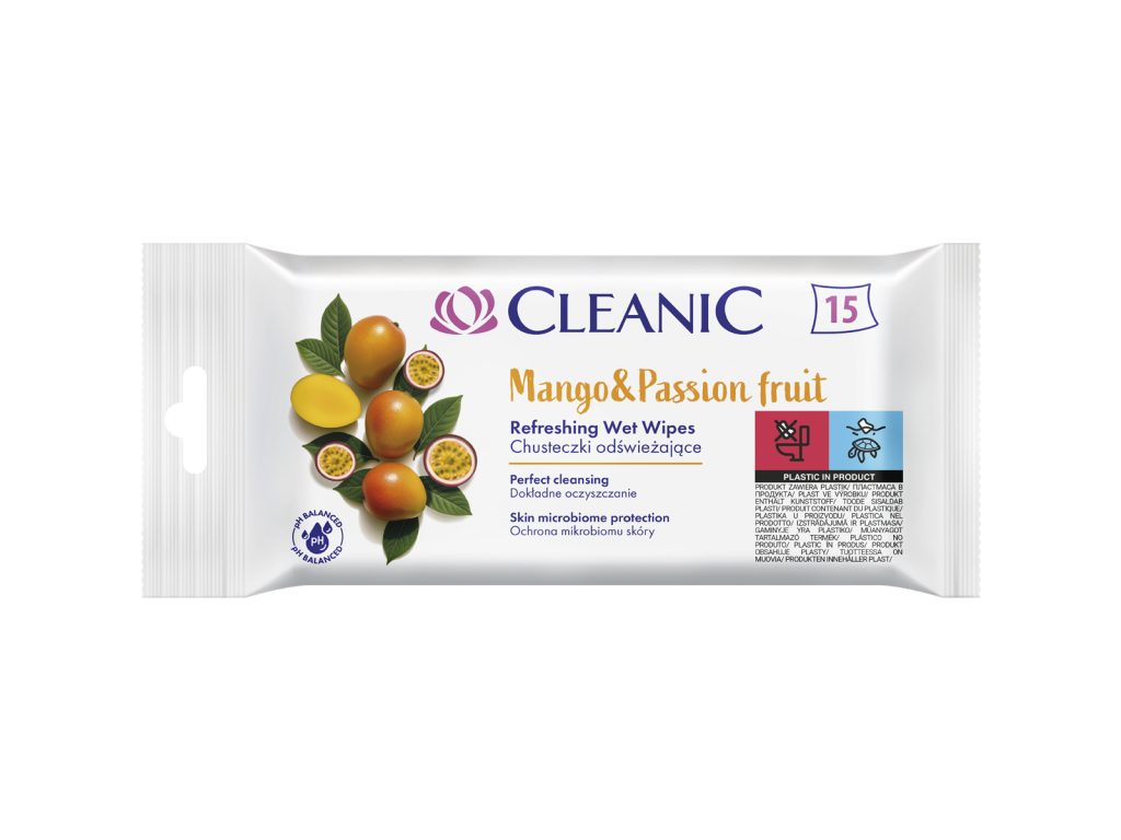 CLEANIC FRISSÍTŐ TÖRLŐKENDŐ MANGÓ ÉS MARACUJA 15DB