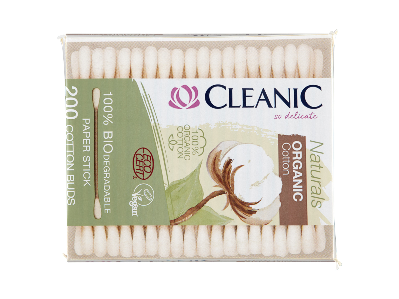 CLEANIC NATURALS ORGANIC 100% PAMUT FÜLTISZTÍTÓ PÁLCIKA 200DB