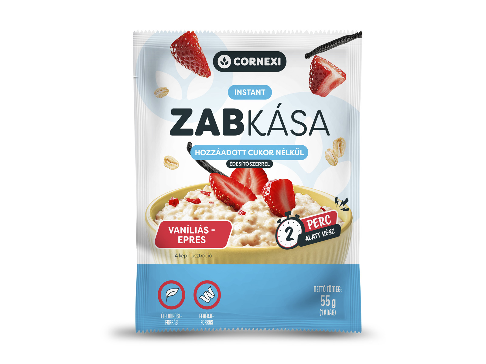 CORNEXI ZABKÁSA VANILIA ÍZŰ, EPER DARABOKKAL HOZZÁADOTT CUKOR NÉLKÜL 55G