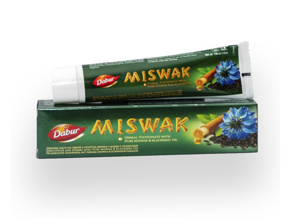 DABUR FLUORIDMENTES GYÓGYNÖVÉNYES MISWAK FOGKRÉM FEKETEKÖMÉNNYEL 100ML