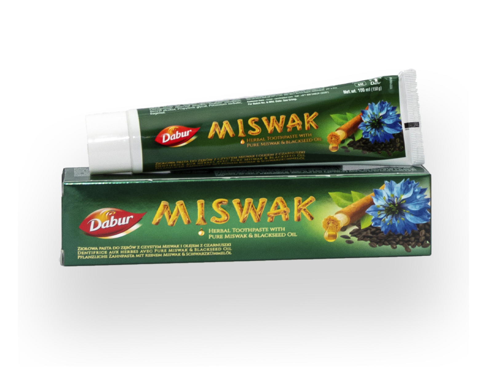 DABUR FLUORIDMENTES GYÓGYNÖVÉNYES MISWAK FOGKRÉM FEKETEKÖMÉNNYEL 100ML