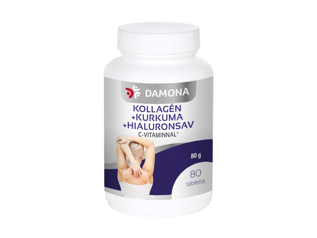 DAMONA KOLLAGÉN+KURKUMA+HIALURONSAV C-VITAMINNAL TABLETTA 80DB