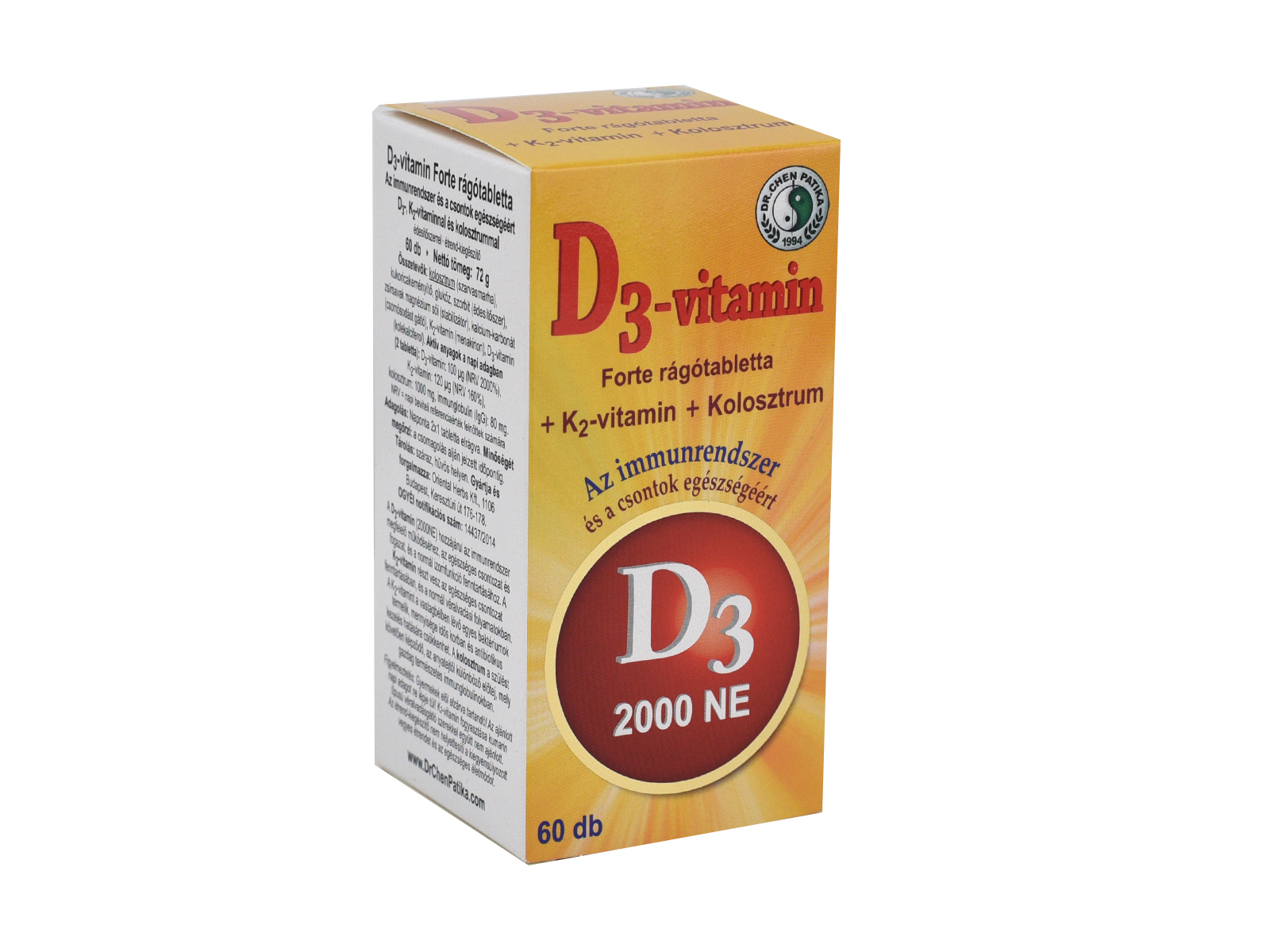 DR.CHEN D3 VITAMIN FORTE RÁGÓTABLETTA 60DB