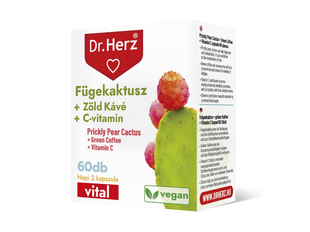 DR. HERZ FÜGEKAKTUSZ + ZÖLD KÁVÉ + C-VITAMIN KAPSZULA 60DB