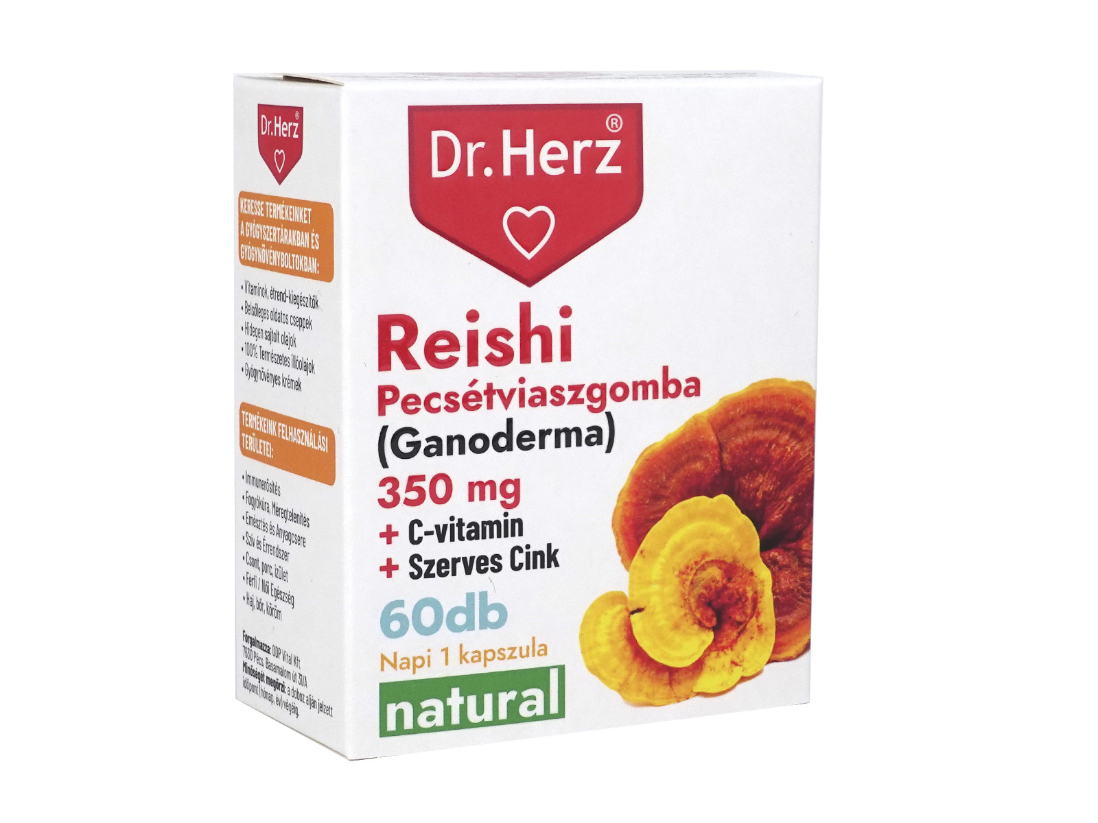 DR. HERZ  REISHI 350 MG + C-VITAMIN + SZERVES CINK KAPSZULA 60DB