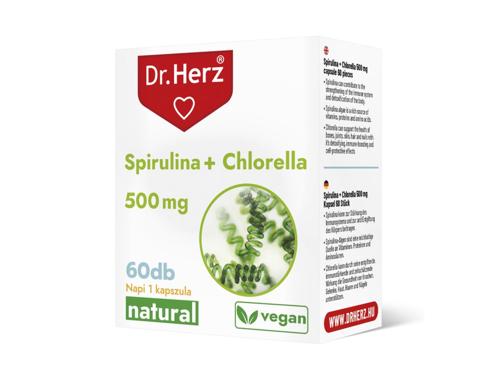 DR. HERZ SPIRULINA + CHLORELLA KAPSZULA 60DB