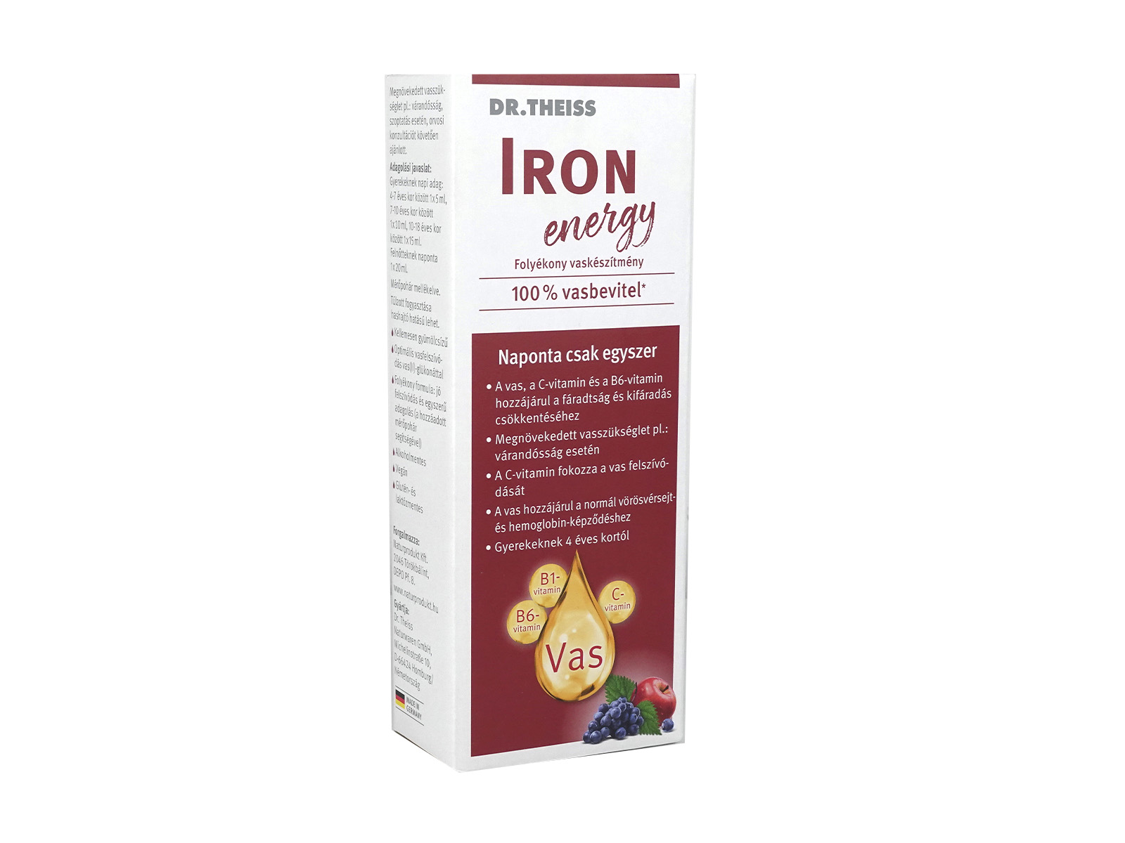 DR. THEISS IRON ENERGY FOLYÉKONY ÉTREND-KIEGÉSZÍTŐ VASSAL ÉS VITAMINOKKAL ÉDESÍTŐSZERREL 500ML