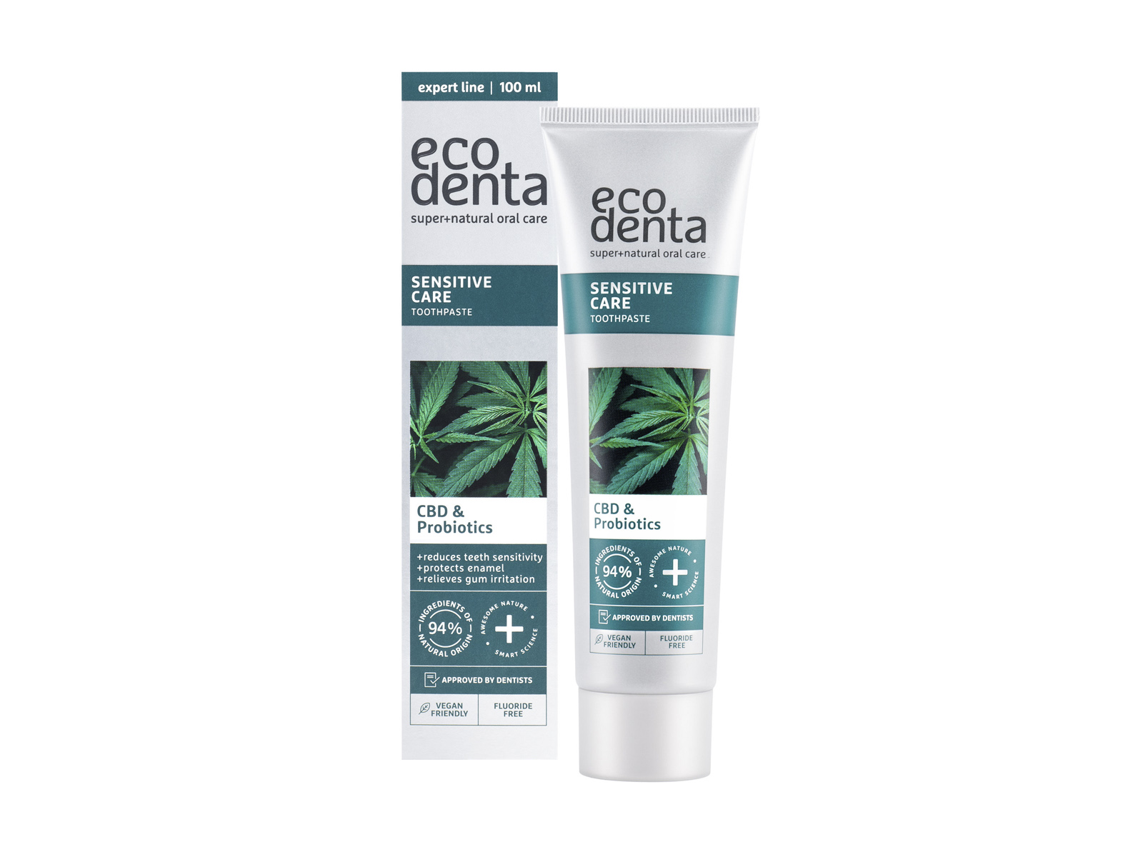 ECODENTA FLUORIDMENTES SZENZITÍV FOGKRÉM CBD-VEL ÉS PROBIOTIKUMMAL 100ML