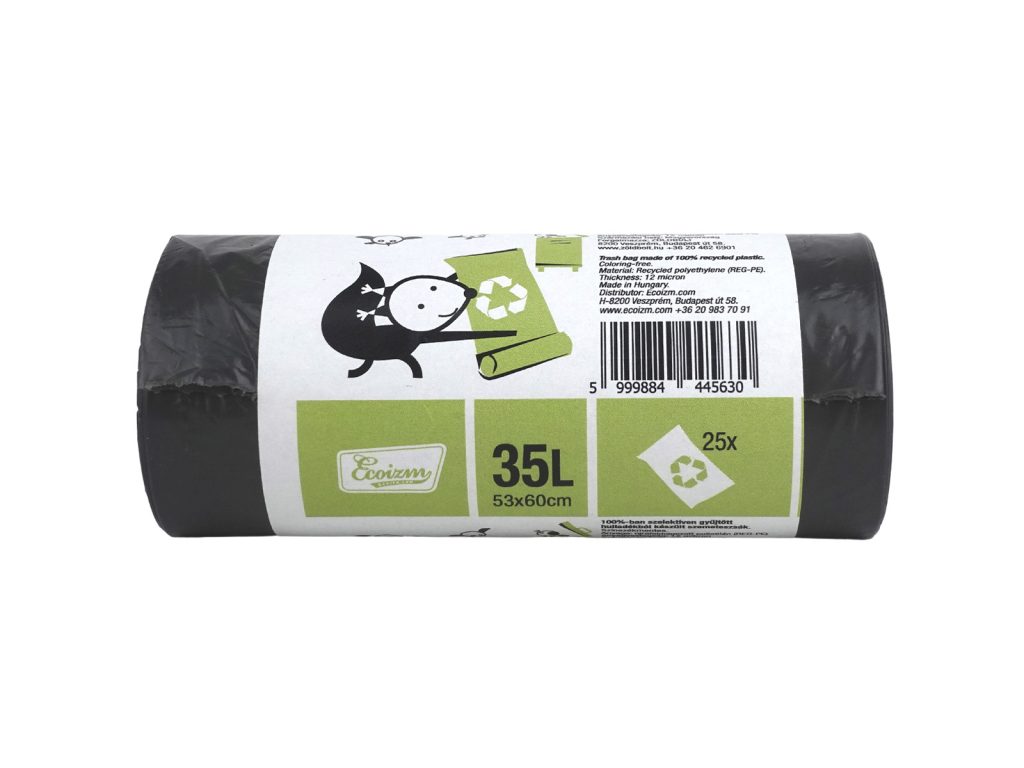 ECOIZM-ZÖLDBOLT ÚJRAHASZNOSÍTOTT SZEMETESZSÁK 35-LITERES 25DB