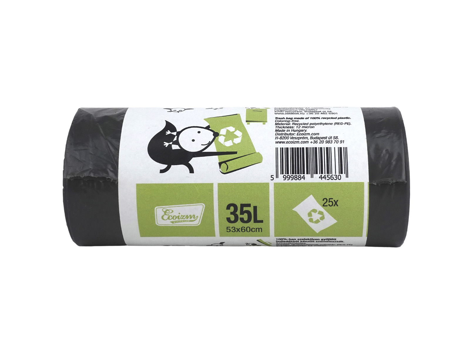 ECOIZM-ZÖLDBOLT ÚJRAHASZNOSÍTOTT SZEMETESZSÁK 35-LITERES 25DB