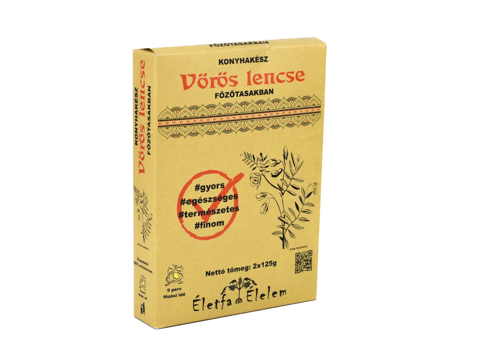 ÉLETFA VÖRÖSLENCSE FŐZŐTASAKBAN 2X125G