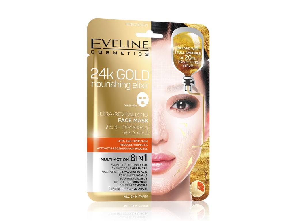 EVELINE KOREAI TEXTIL ARCMASZK 24 KARÁTOS ARANNYAL 1DB