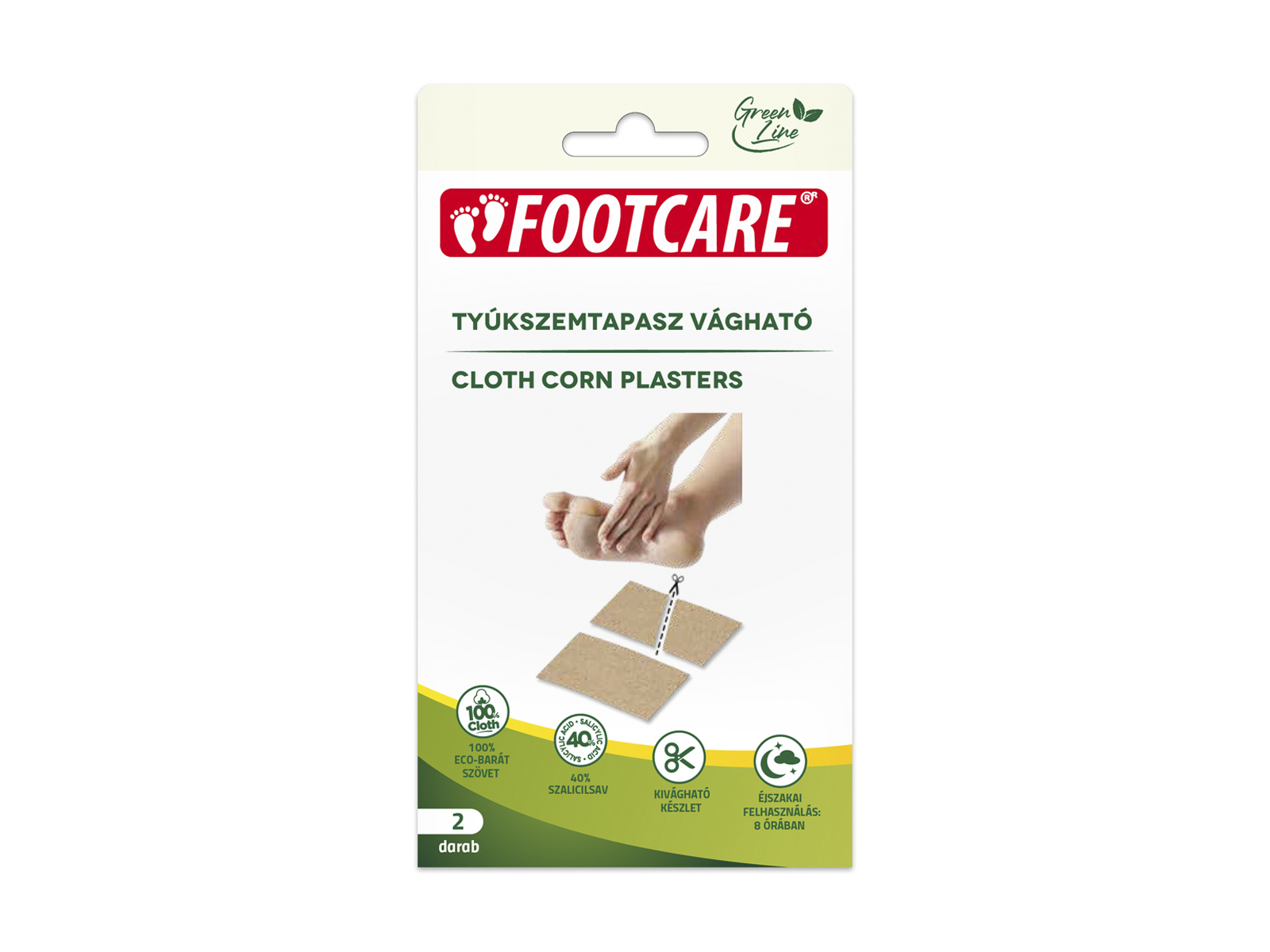 FOOTCARE TYÚKSZEMTAPASZ  VÁGHATÓ 6X4CM 2DB
