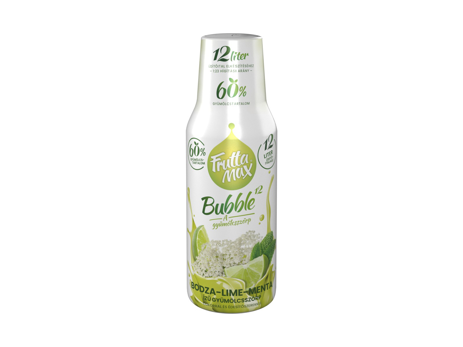 FRUTTAMAX BUBBLE 12 GYÜMÖLCSSZÖRP BODZA-LIME-MENTA 500ML DRS+50FT BETÉTDÍJ