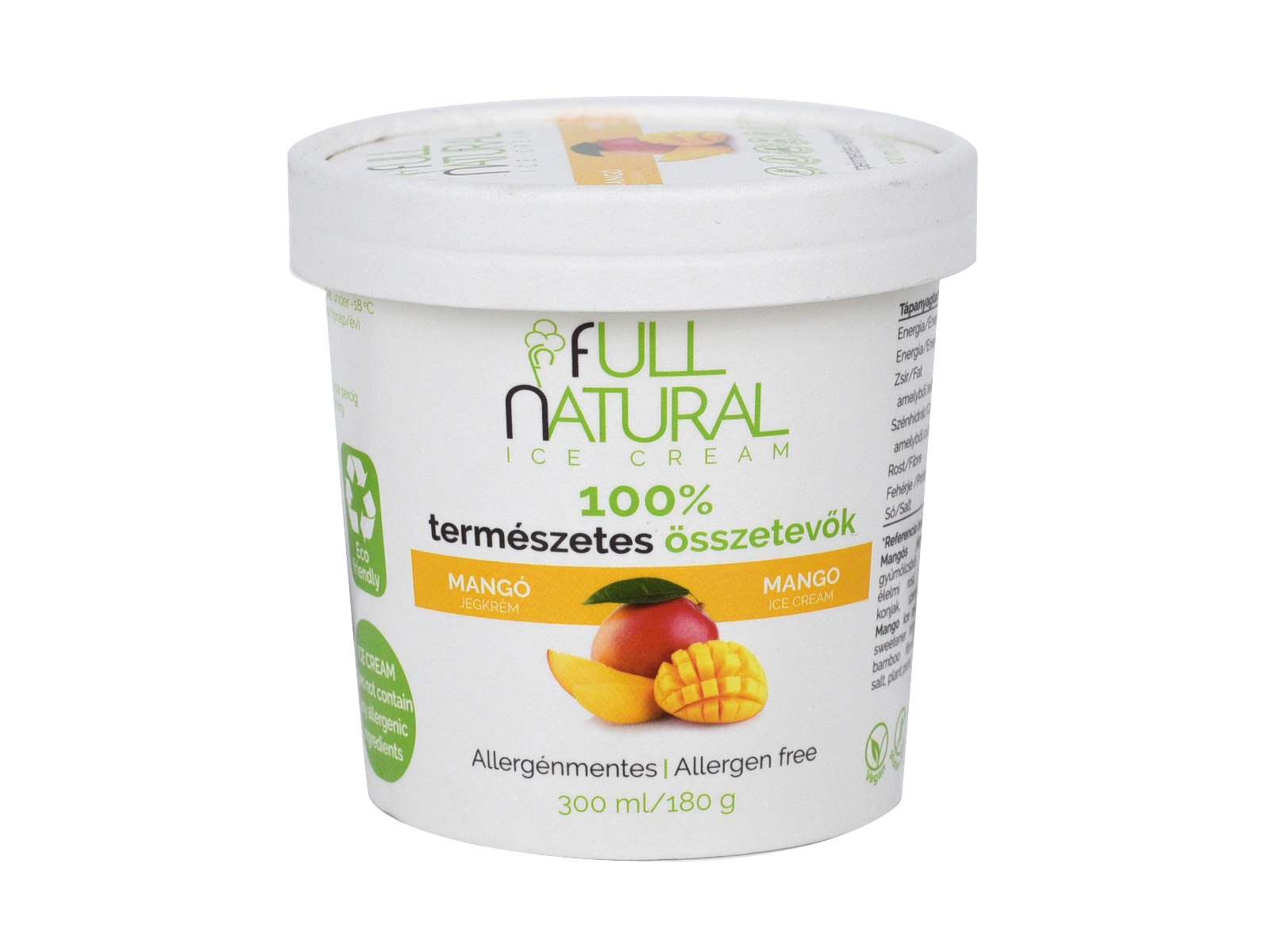 FULL NATURAL VEGÁN ALLERGÉNMENTES MANGÓ JÉGKRÉM 300ML [F]