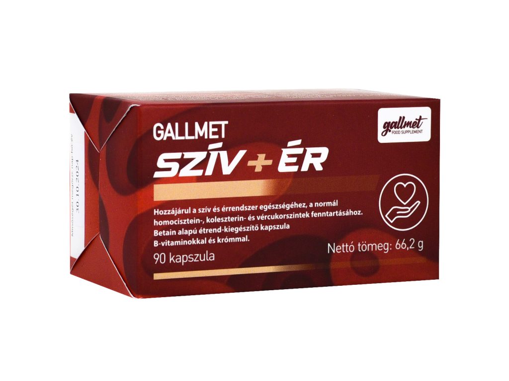GALLMET SZÍV+ÉR BETAIN ALAPÚ TERMÉK B-VITAMINOKKAL ÉS KRÓMMAL 90DB
