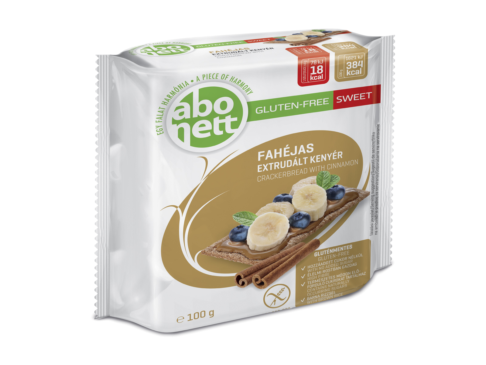 GLUTÉNMENTES ABONETT EXTRUDÁLT KENYÉR FAHÉJAS 100G