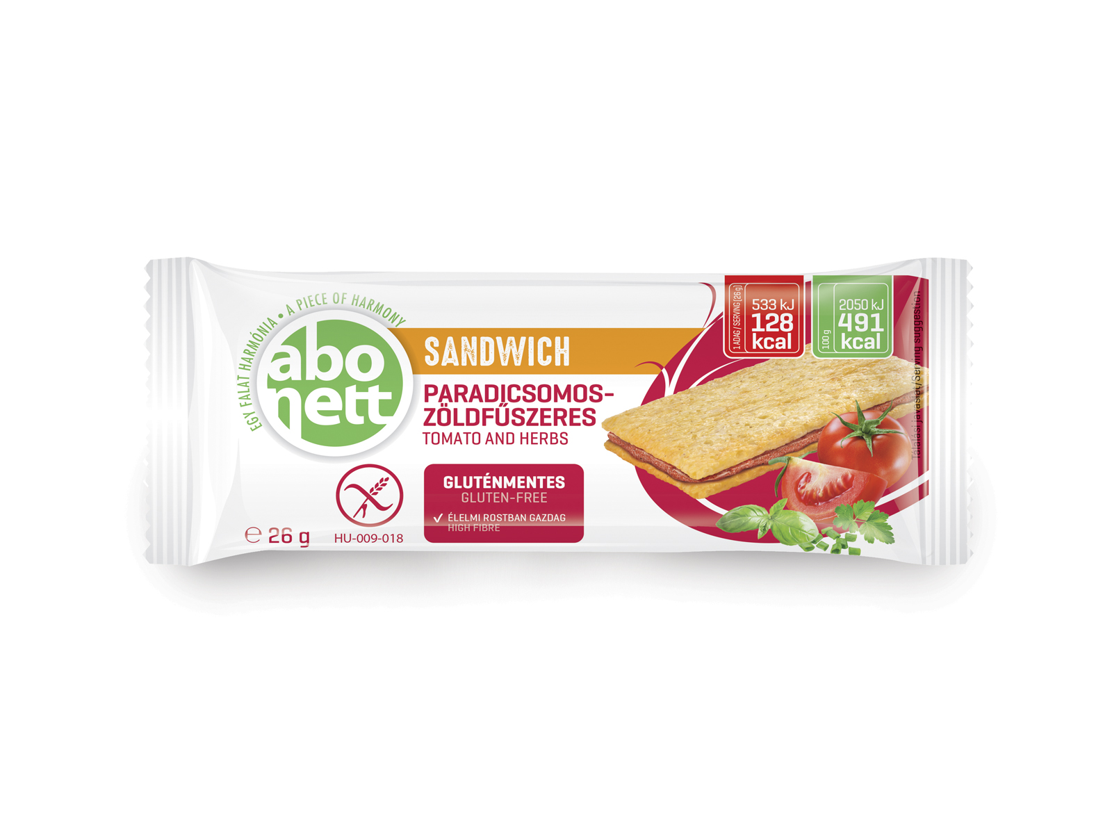 GLUTÉNMENTES ABONETT SANDWICH PARADICSOMOS-ZÖLDFŰSZERES 26G