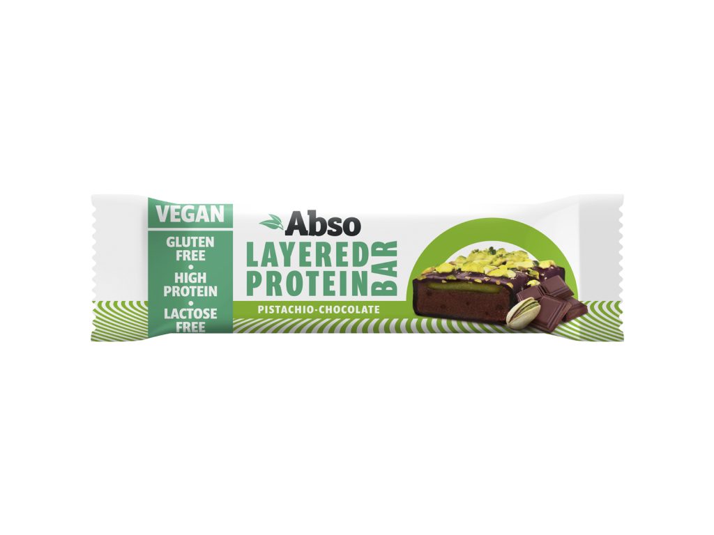 GLUTÉNMENTES ABSO LAYERED PROTEIN BAR FEHÉRJESZELET PISZTÁCIA-ÉTCSOKOLÁDÉ, RÉTEGES 50G