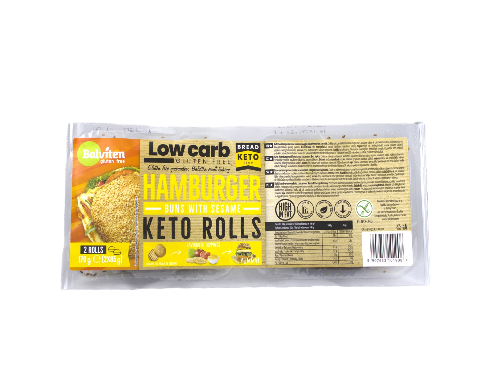 GLUTÉNMENTES BALVITEN LOW CARB SZÉNHIDRÁTCSÖKKENTETT HAMBURGER BUCI 170G