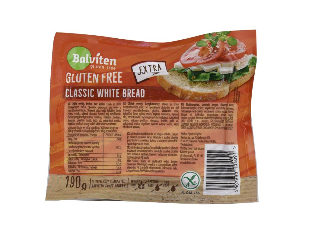 GLUTÉNMENTES BALVITEN SZELETELT FEHÉR KENYÉR 190G